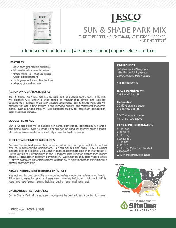 LESCO Sun & Shade Park Seed Mixture Image